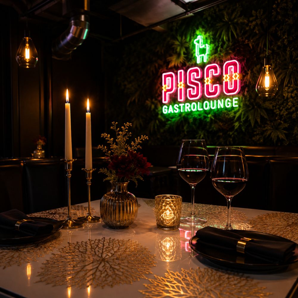 Steak and wine dinner experience table set with candlelight at Pisco Gastrolounge in Charlotte