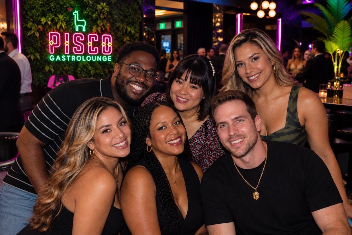 Guests enjoying the late-night atmosphere inside Pisco Gastrolounge in Uptown Charlotte